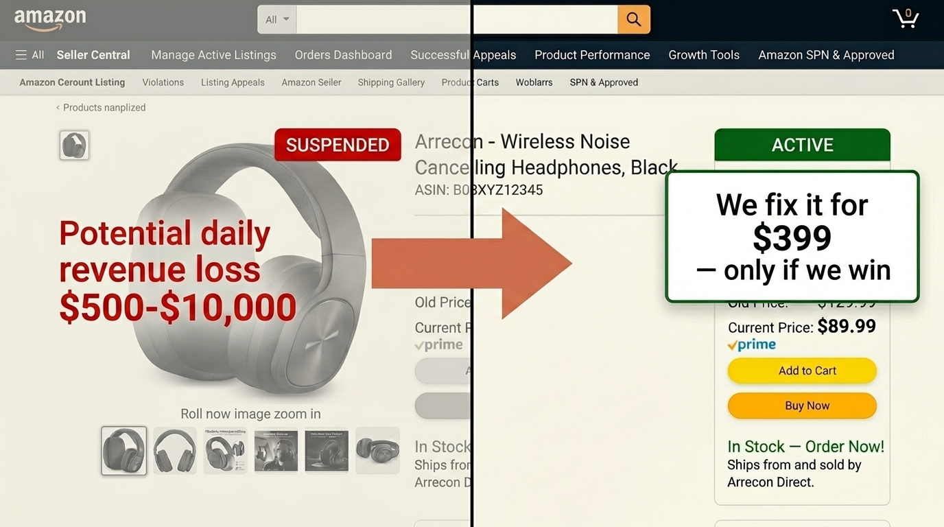 Amazon seller account reinstated — before and after suspension appeal